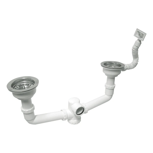 Sifão Duplo Lava Louça SD131 115x11/2 Cesta Inox
