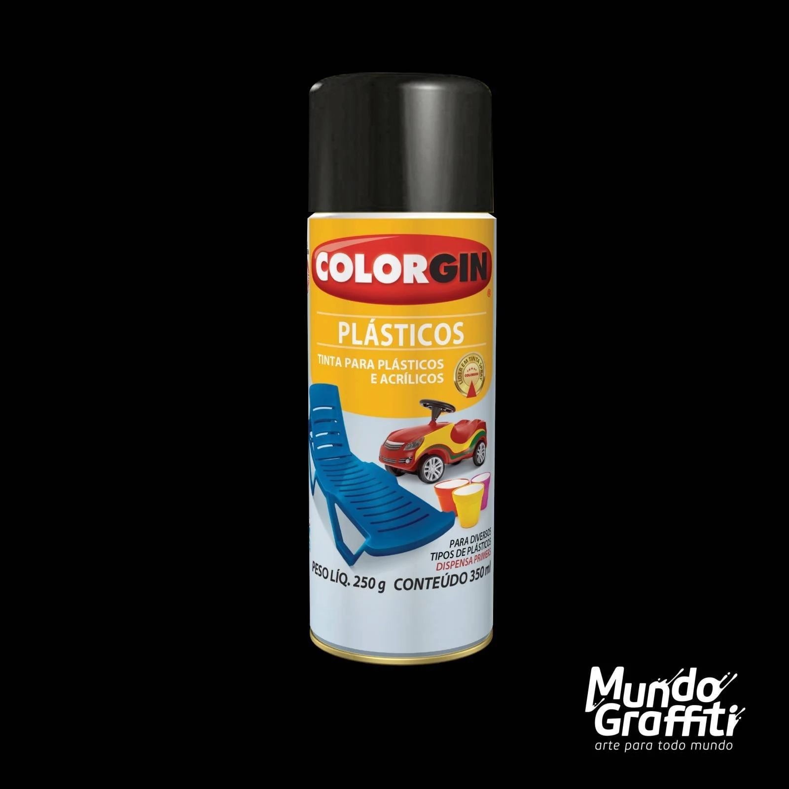 Tinta Spray Especial Spoilers/Plásticos Preto Rugoso