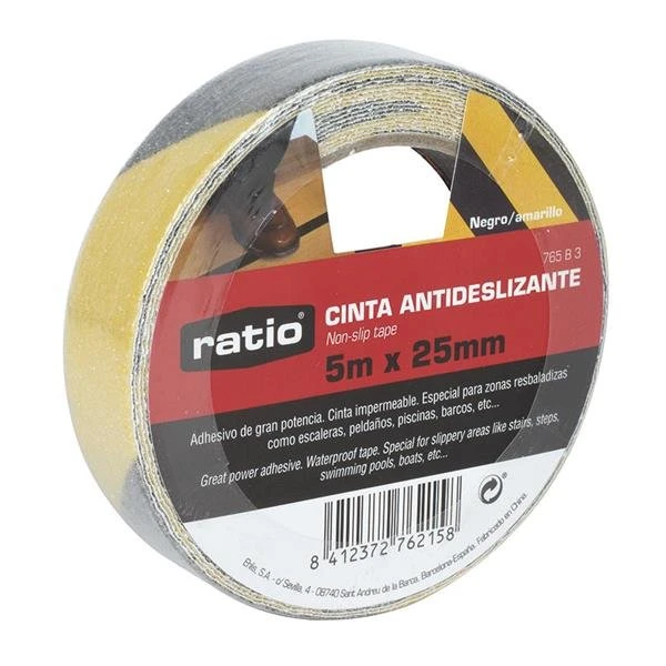 Cinta Antideslizante Amar/Negro 25x5m