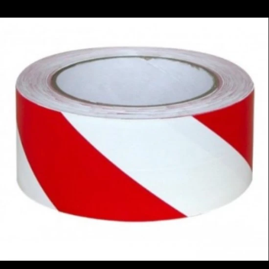 Fita Adesiva de Sinalização PVC Branca/Vermª 50x33m