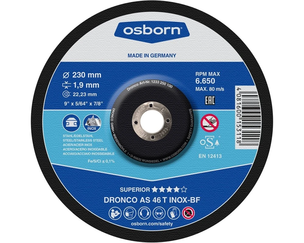 Disco A 46 T BF de Corte INOX/Ferro 230 1.9